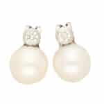 10-millimetre Pearl and Diamond Stud Earrings