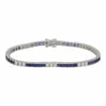 Contemporary Sapphire and Diamond Line Tennis Bracelet