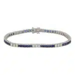 Contemporary Sapphire and Diamond Line Tennis Bracelet