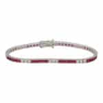 Contemporary Ruby and Diamond Line Tennis Bracelet