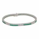 Contemporary Emerald and Diamond Line Tennis Bracelet
