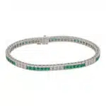 Contemporary Emerald and Diamond Line Tennis Bracelet