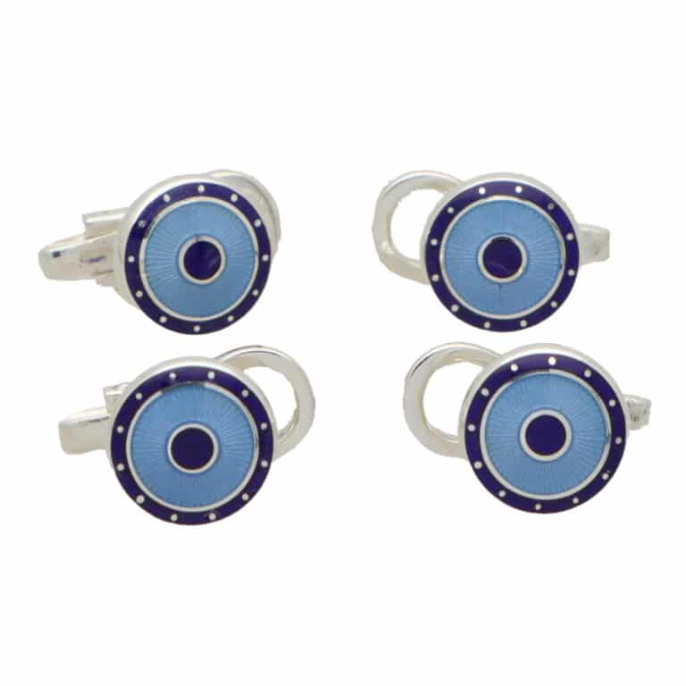 Blue Enamel Circular Shirt Studs