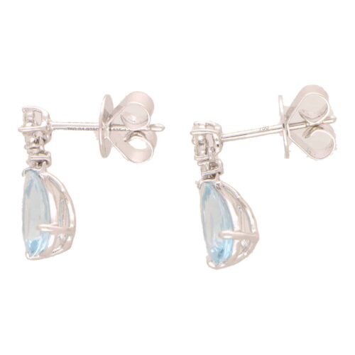 Contemporary Aquamarine and Diamond Drop Earrings
