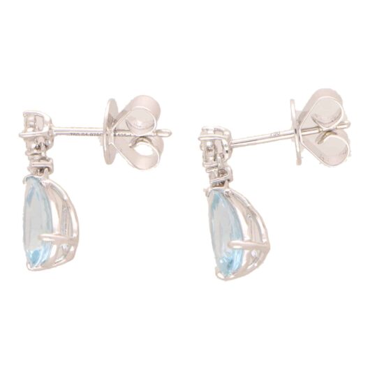Contemporary Aquamarine and Diamond Drop Earrings