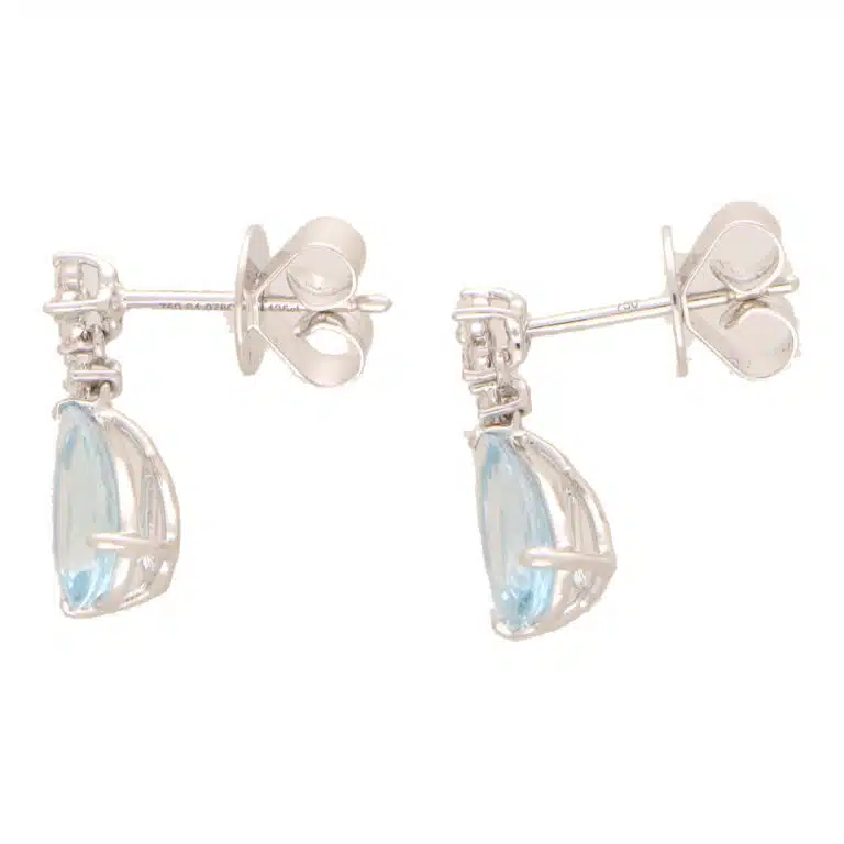 Contemporary Aquamarine and Diamond Drop Earrings