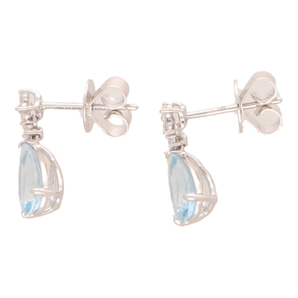 Contemporary Aquamarine and Diamond Drop Earrings