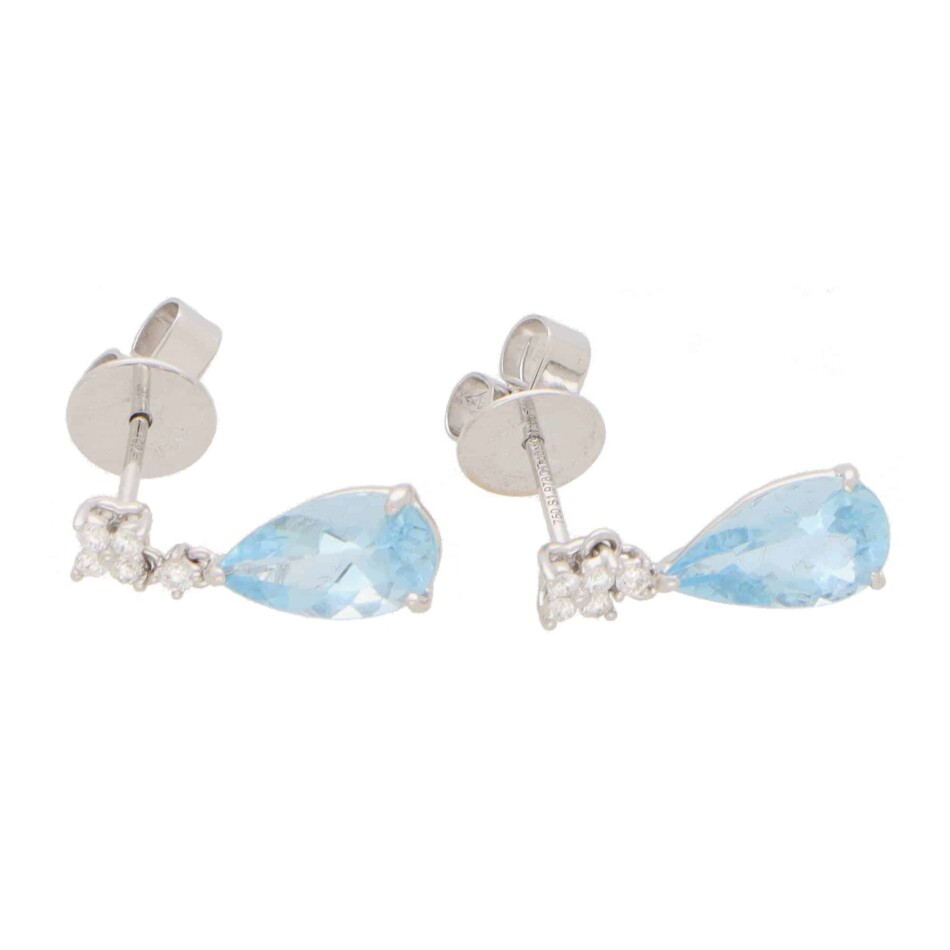 Contemporary Aquamarine and Diamond Drop Earrings