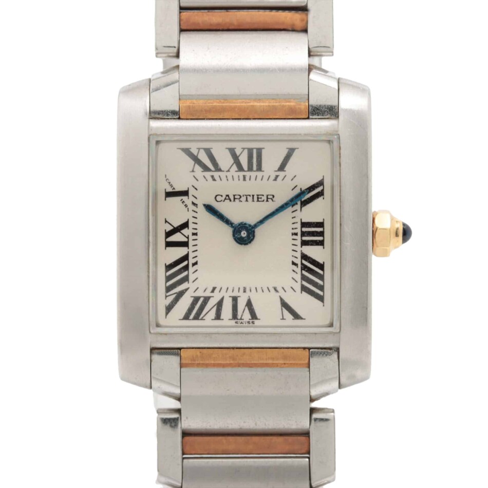 A stylish vintage Cartier Tank Francaise Steel and Yellow Gold