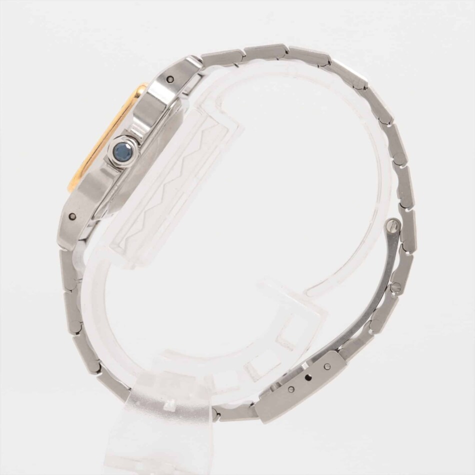 A stylish vintage Cartier Santos Carree steel and gold watch