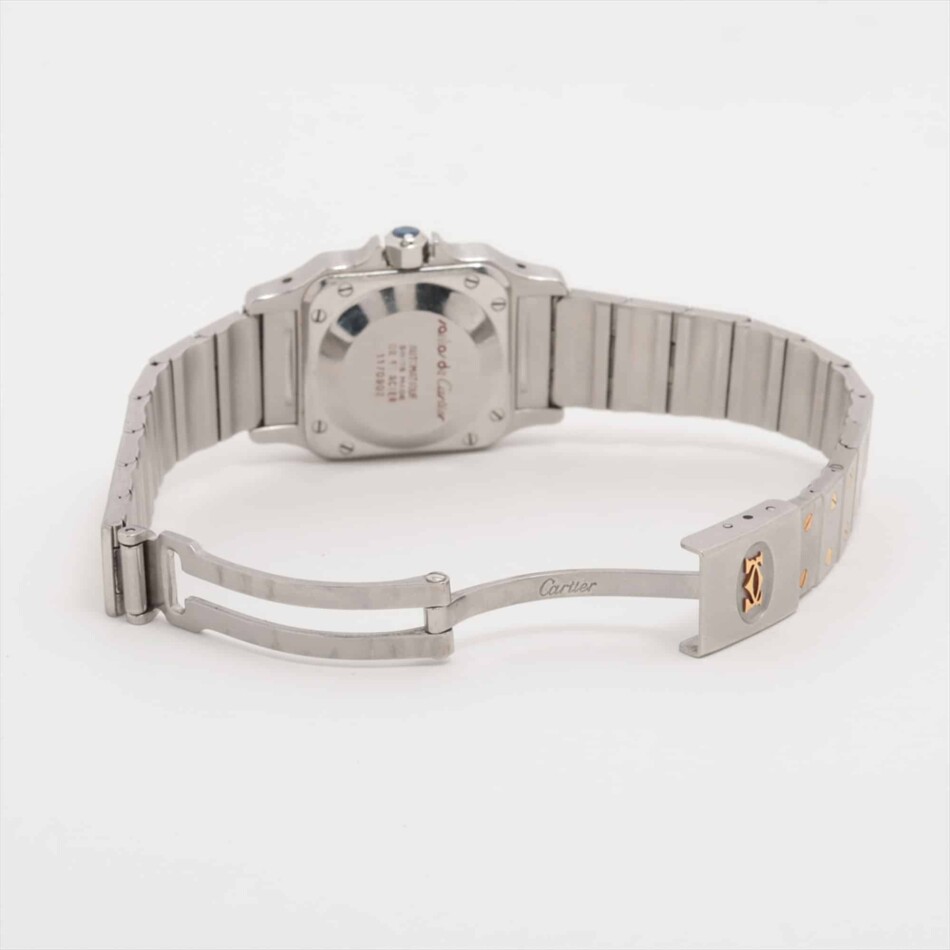 A stylish vintage Cartier Santos Carree steel and gold watch