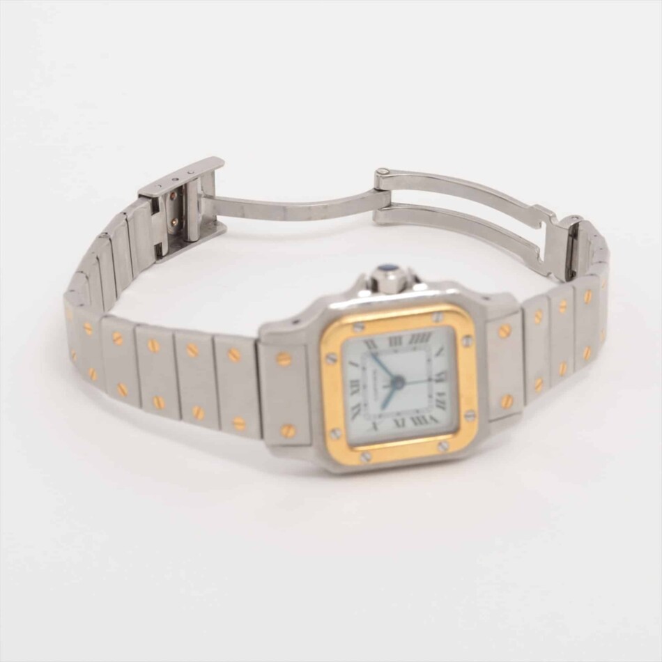 A stylish vintage Cartier Santos Carree steel and gold watch