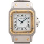 A stylish vintage Cartier Santos Carree steel and gold watch