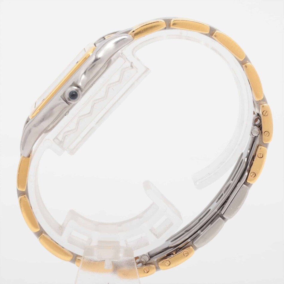 A vintage Cartier Panthere three-row gold and steel watch
