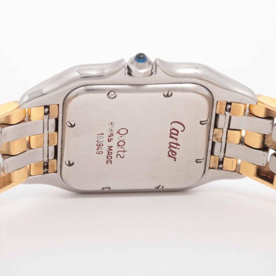A vintage Cartier Panthere three-row gold and steel watch
