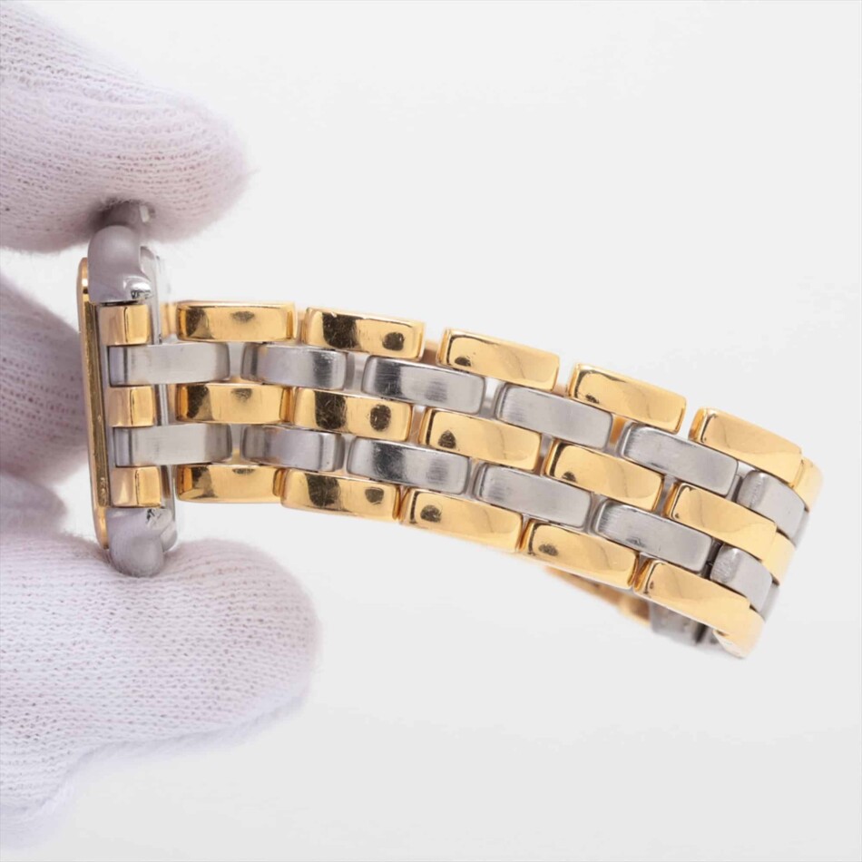 A vintage Cartier Panthere three-row gold and steel watch