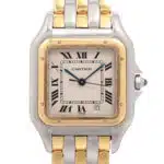 A vintage Cartier Panthere three-row gold and steel watch