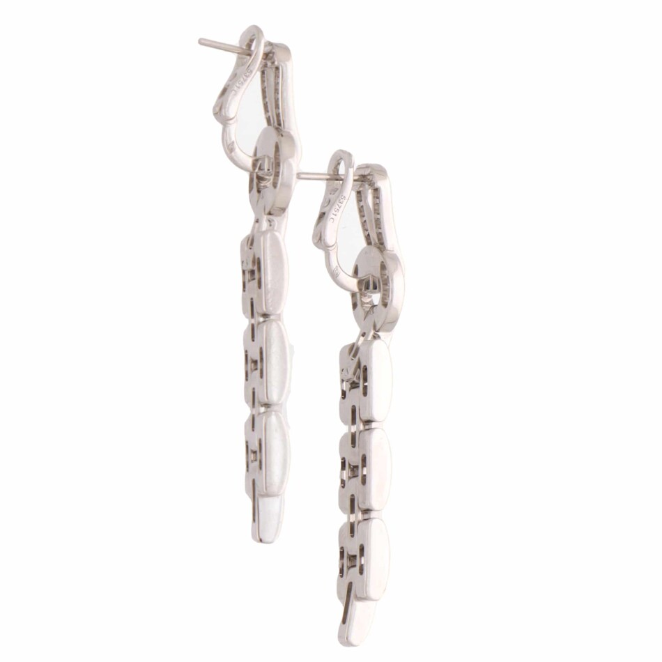 Vintage Cartier Diamond Agrafe Drop Earrings in White Gold