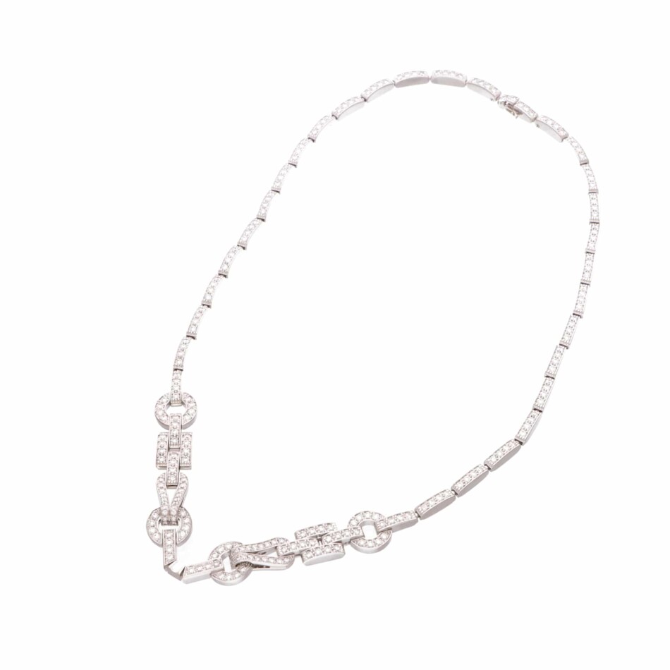 Vintage Cartier Diamond Agrafe Necklace in White Gold