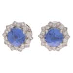 Vintage GIA Certified Natural Sapphire and Diamond Halo Earrings