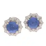 Vintage GIA Certified Natural Sapphire and Diamond Halo Earrings