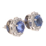 Vintage GIA Certified Natural Sapphire and Diamond Halo Earrings