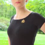 Vintage Tiffany & Co Holly Leaf Ruby Brooch in Yellow Gold