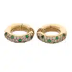 Vintage Cartier Mimi Emerald and Diamond Hoop Earrings