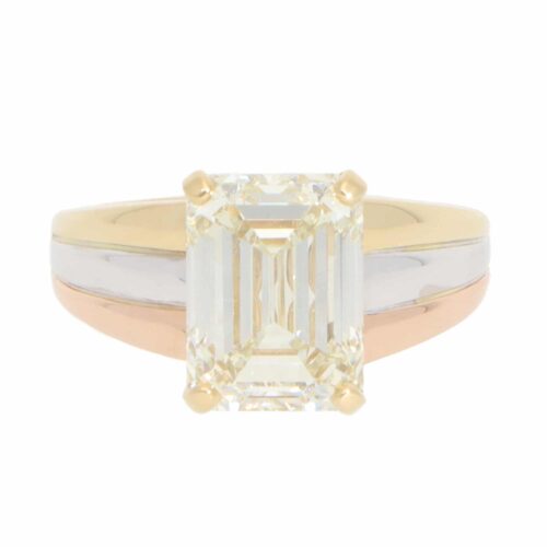 Contemporary 4.51ct Emerald Cut Diamond Ring in Gold