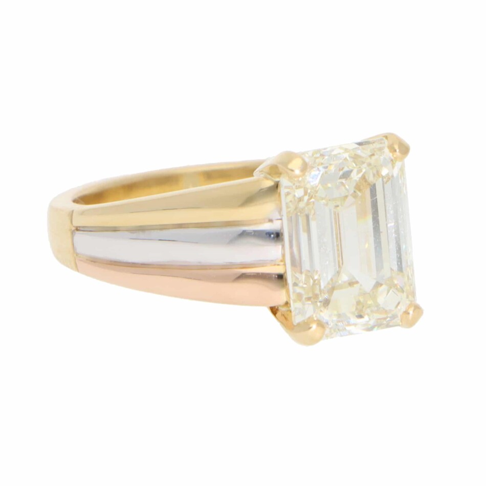 Contemporary 4.51ct Emerald Cut Diamond Ring in Gold