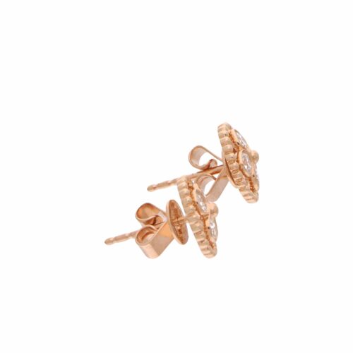 Rose Gold and Diamond Flower Stud Earrings
