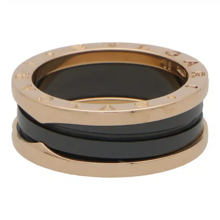 Vintage Bulgari B.Zero Black Ceramic Ring in Rose Gold