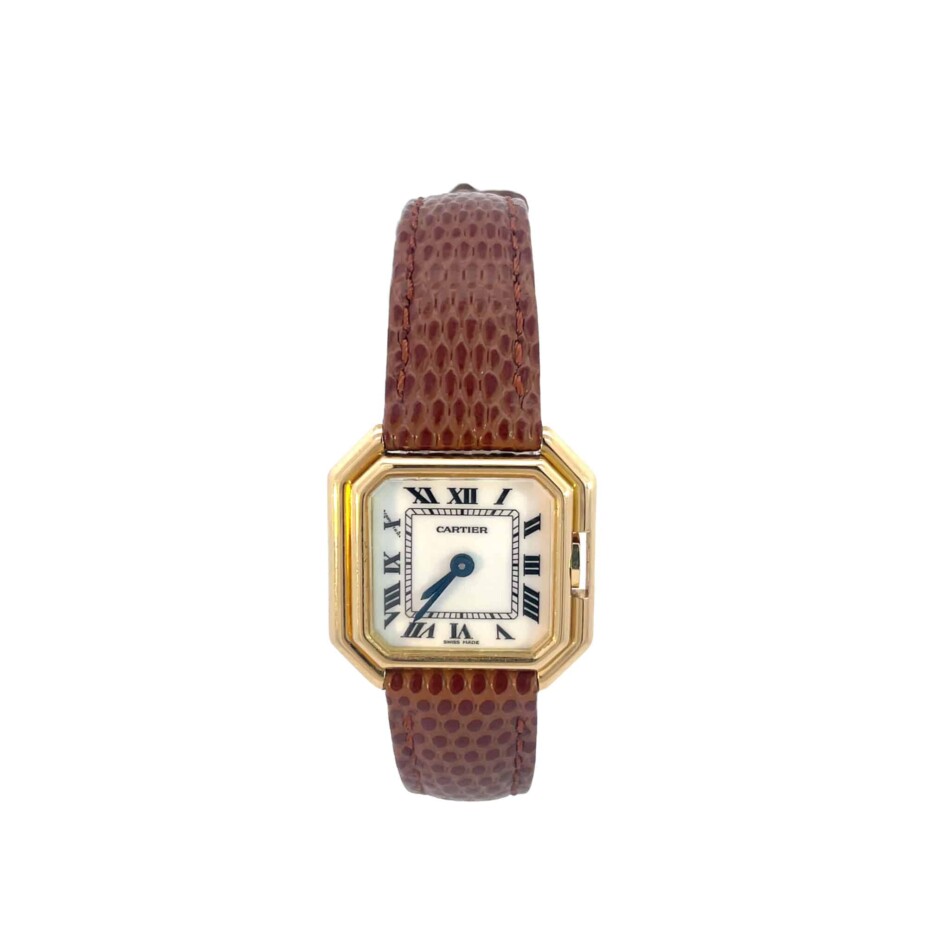 Cartier Ceinture in 18ct Yellow Gold, brown strap