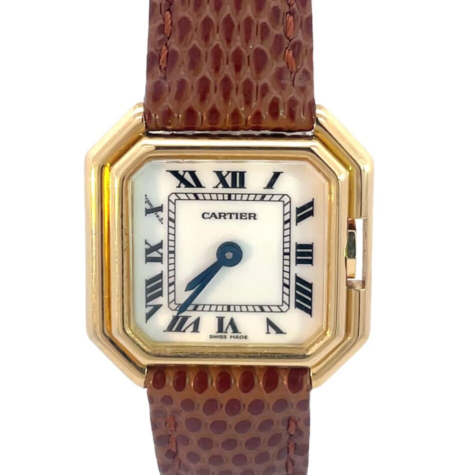 Cartier Ceinture in 18ct Yellow Gold, brown strap