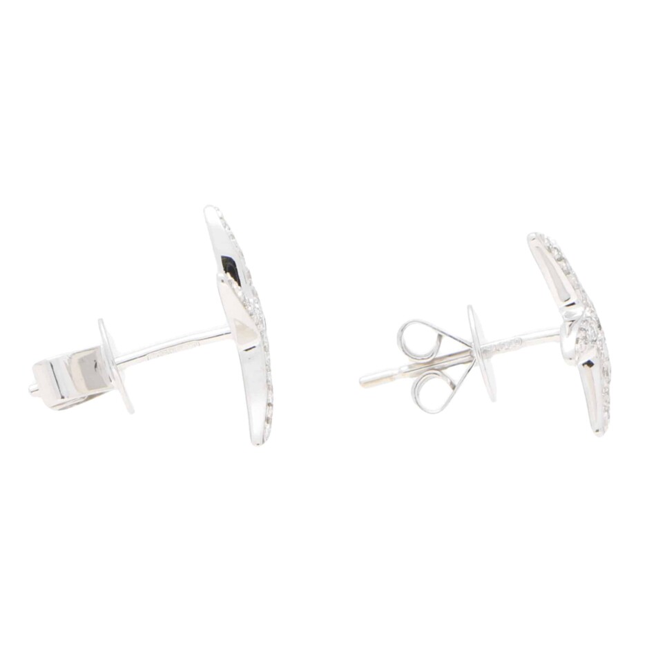 Large Diamond Starfish Stud Earrings in White Gold