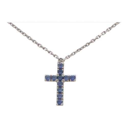 Vintage Cartier Blue Sapphire Cross Necklace