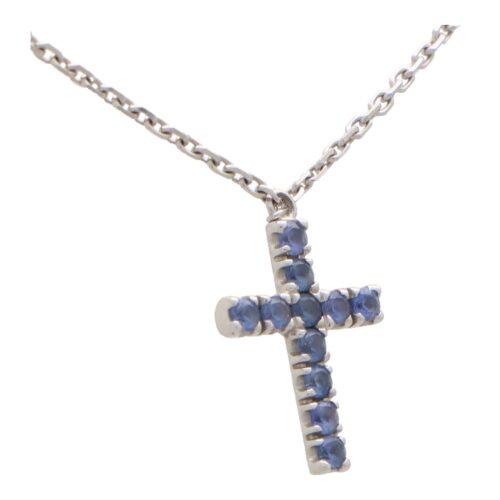 Vintage Cartier Blue Sapphire Cross Necklace