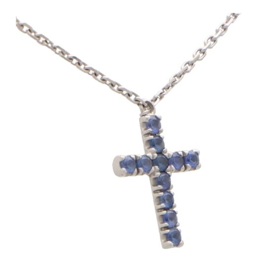 Vintage Cartier Blue Sapphire Cross Necklace