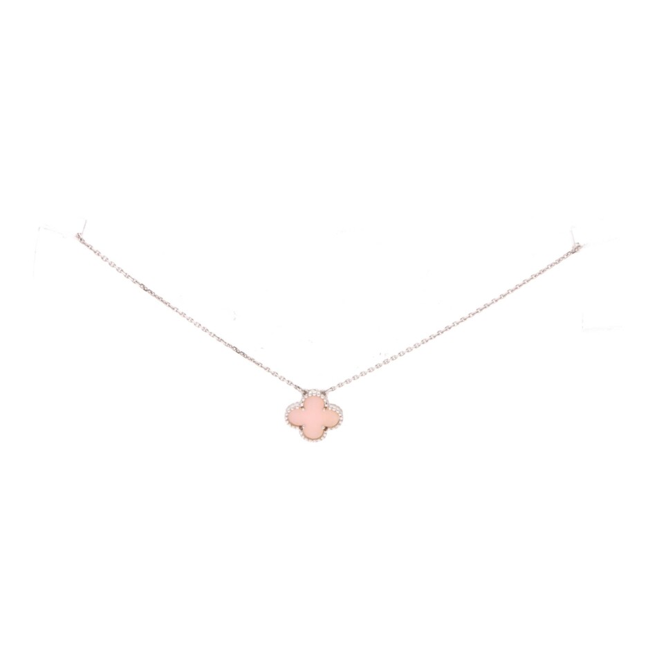 Vintage Van Cleef & Arpels Pink Opal Sweet Alhambra Necklace