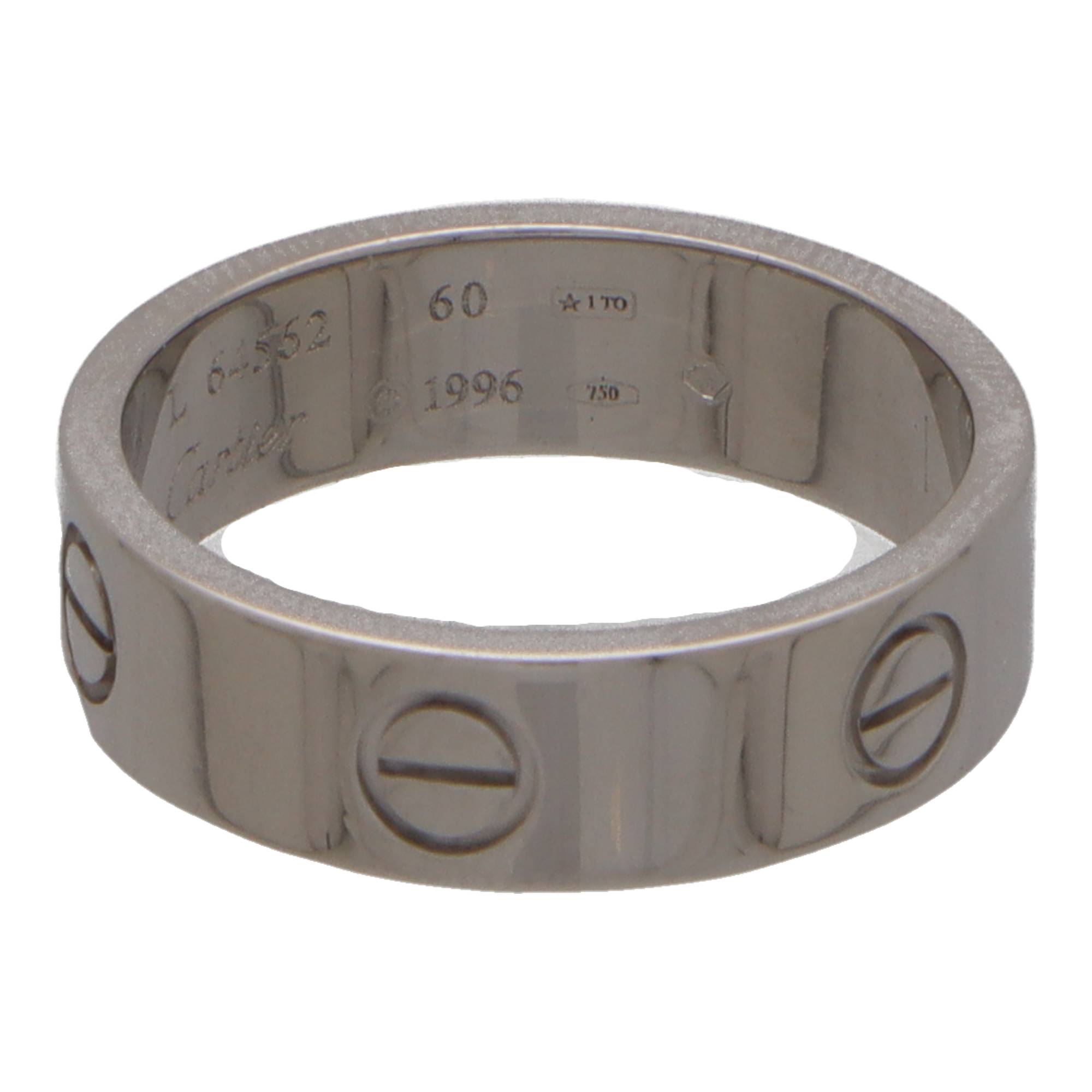 Cartier Love Ring in Platinum Size 60 at Susannah Lovis Jewellers