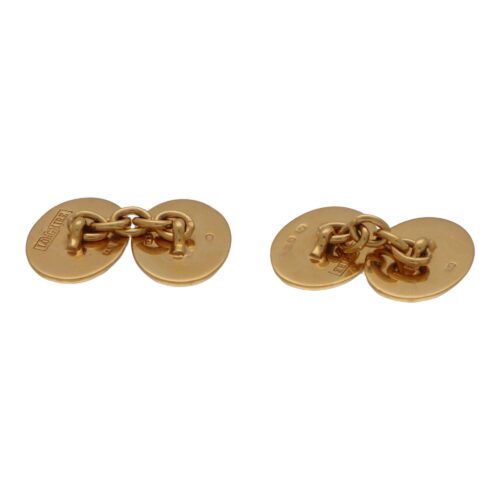 Vintage Longmire 18k Yellow Gold and Enamel Cufflinks