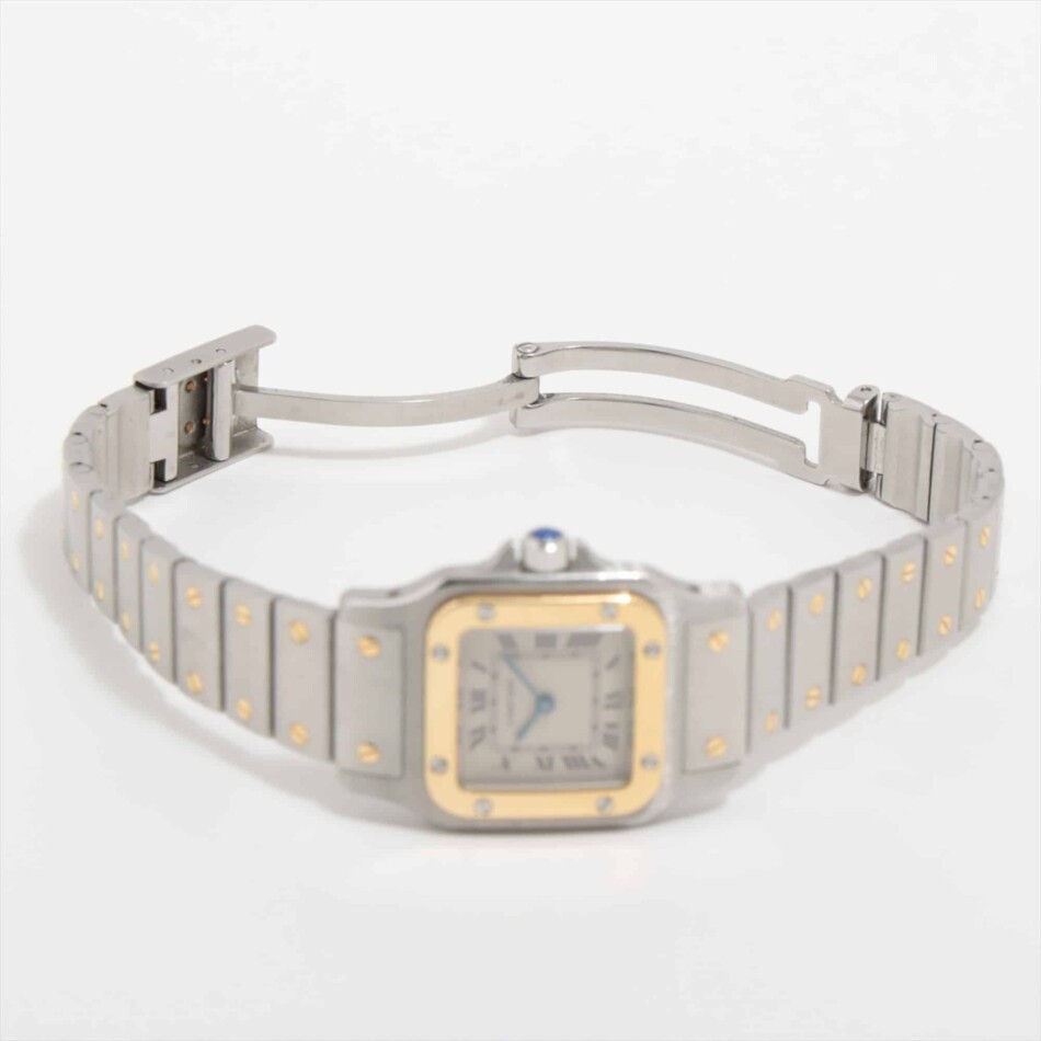 Cartier Santos steel and gold wrist watch with quartz movement.