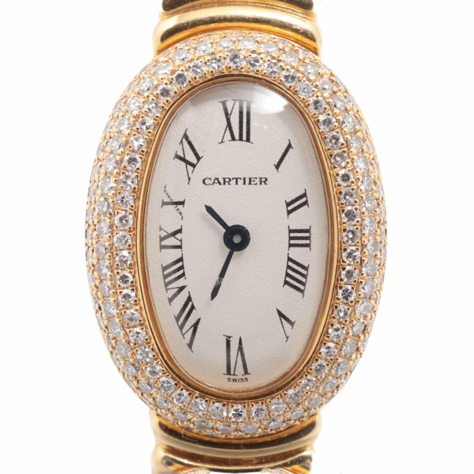 Cartier Baignoire 'Mini' dress watch, yellow gold diamonds