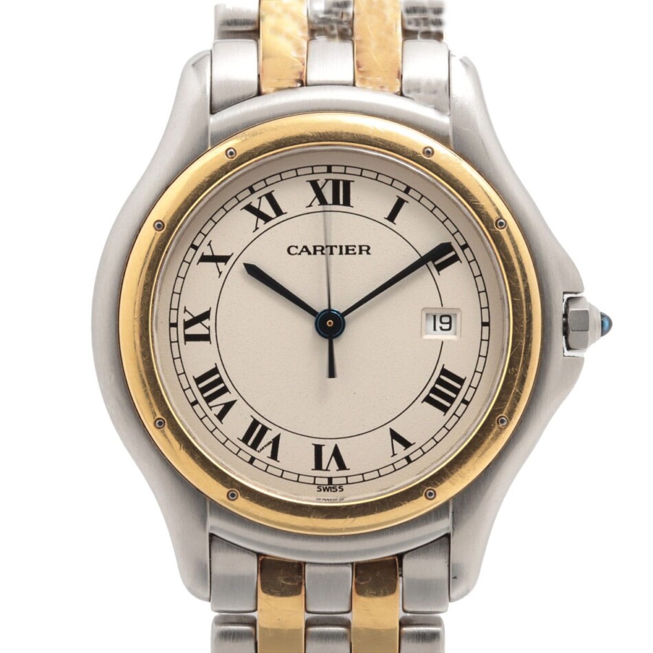 Cartier Cougar steel and gold wrist watch with quartz movement.