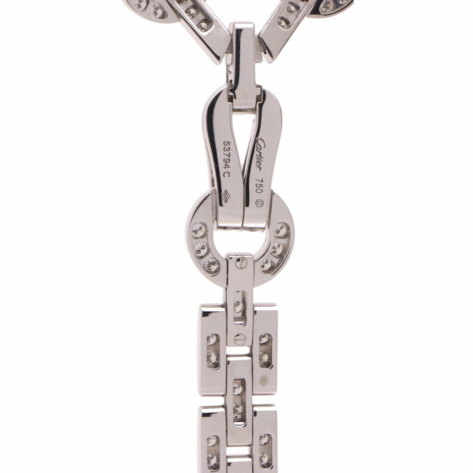 Vintage Cartier Diamond Agrafe Necklace in White Gold