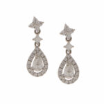 Diamond Drop Earrings, in 18k White Gold