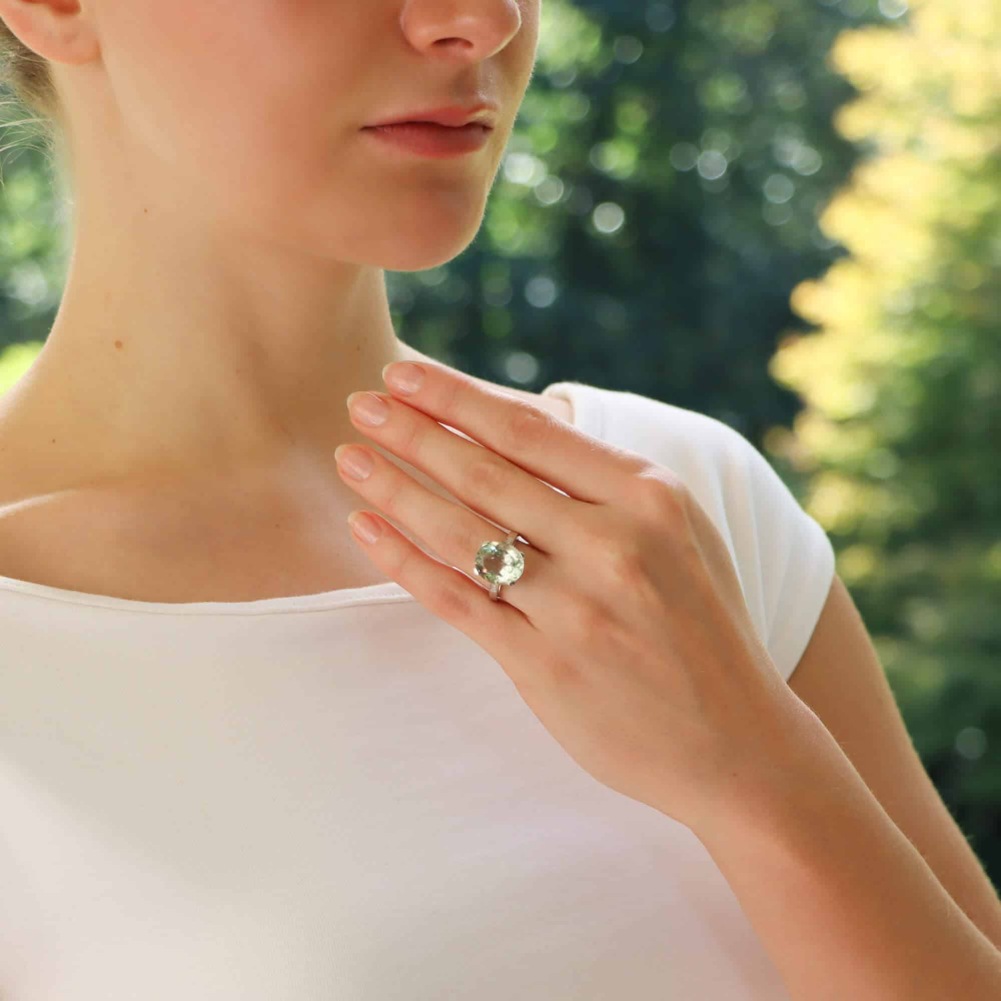 Vintage Mauboussin Gueule d'Amour Aquamarine Ring in White Gold