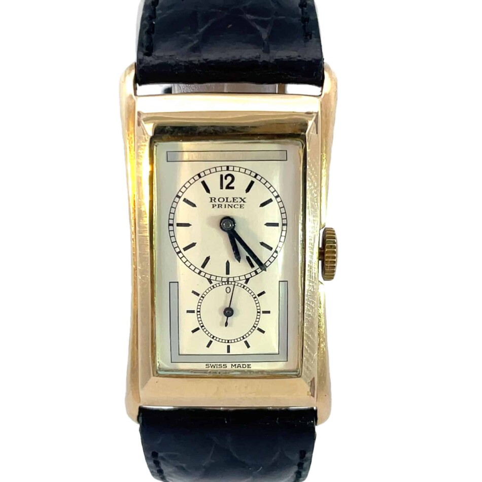 Vintage 1930 manual wind Rolex Prince watch in 18ct yellow gold