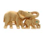 Vintage Cartier Elephant and Calf Brooch in 18k Yellow Gold