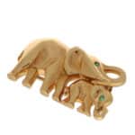 Vintage Cartier Elephant and Calf Brooch in 18k Yellow Gold
